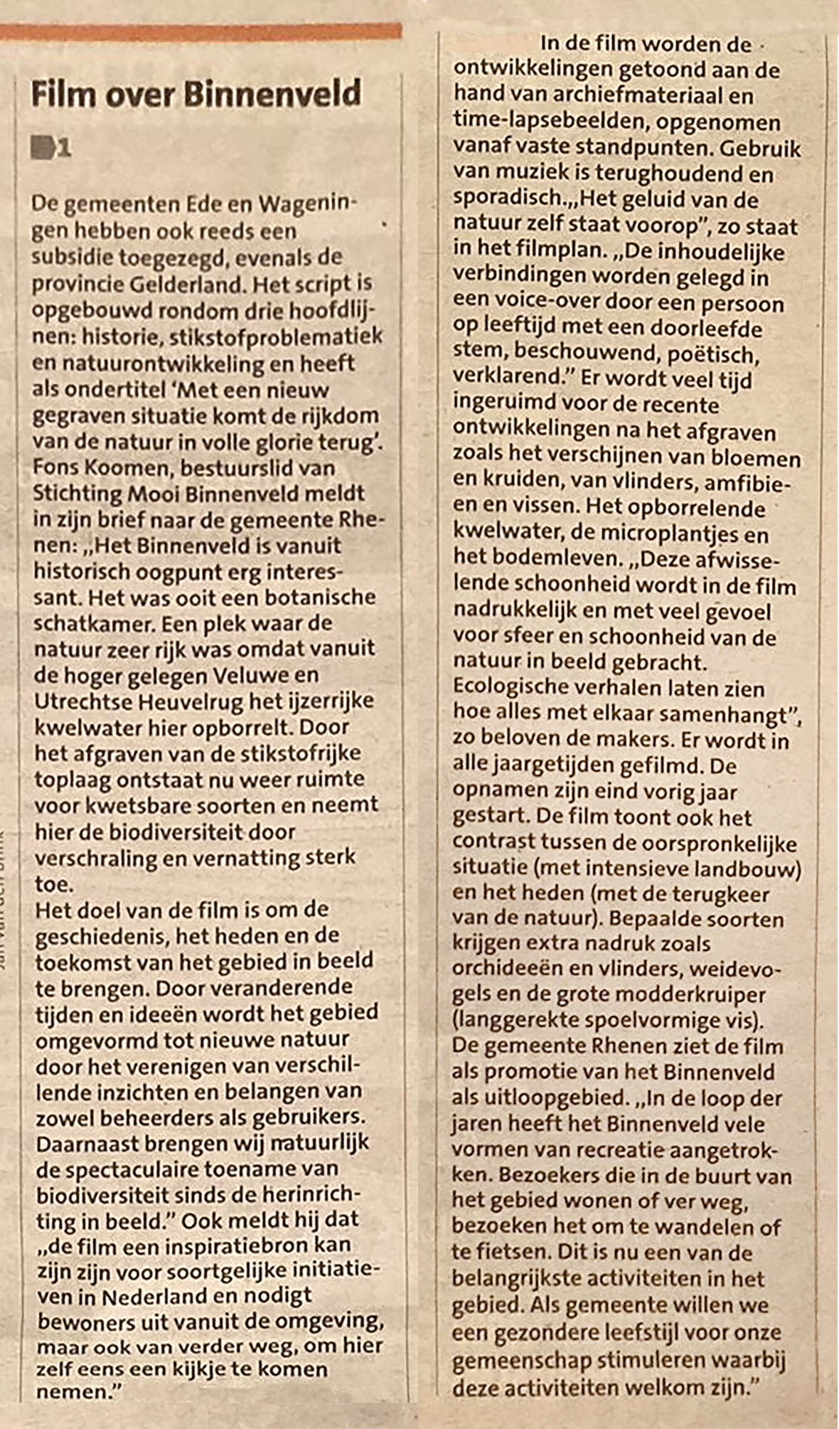 Krantenartikel